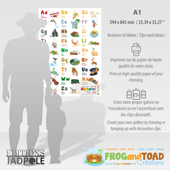 A1 PDF DIGITAL - Mon premier / My first - ALPHABET - Abécédaire A to Z Poster Size - FROG and TOAD Créations